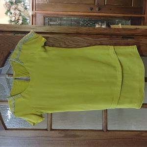 Beautiful Chartreuse Beaded Silk Dress
